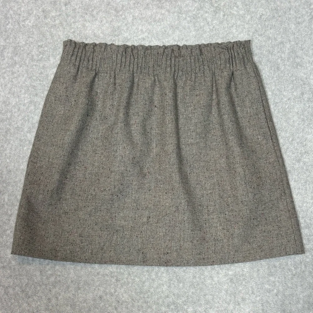 J. Crew Pull On Wool-Blend Mini Skirt-Gray Flecked-Women Size 12